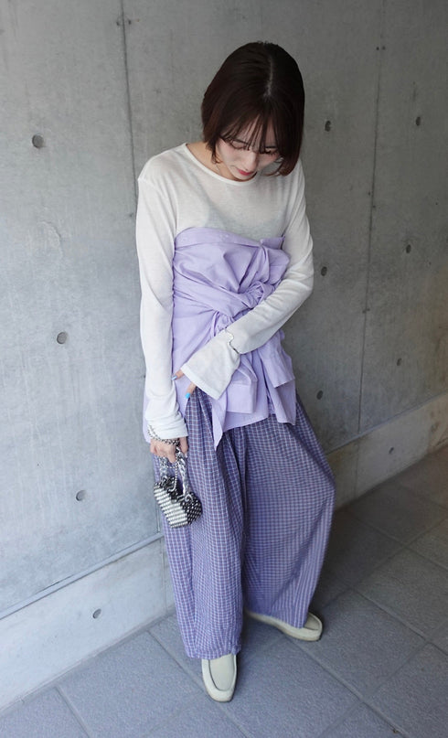 チェックボリュームラフパンツ